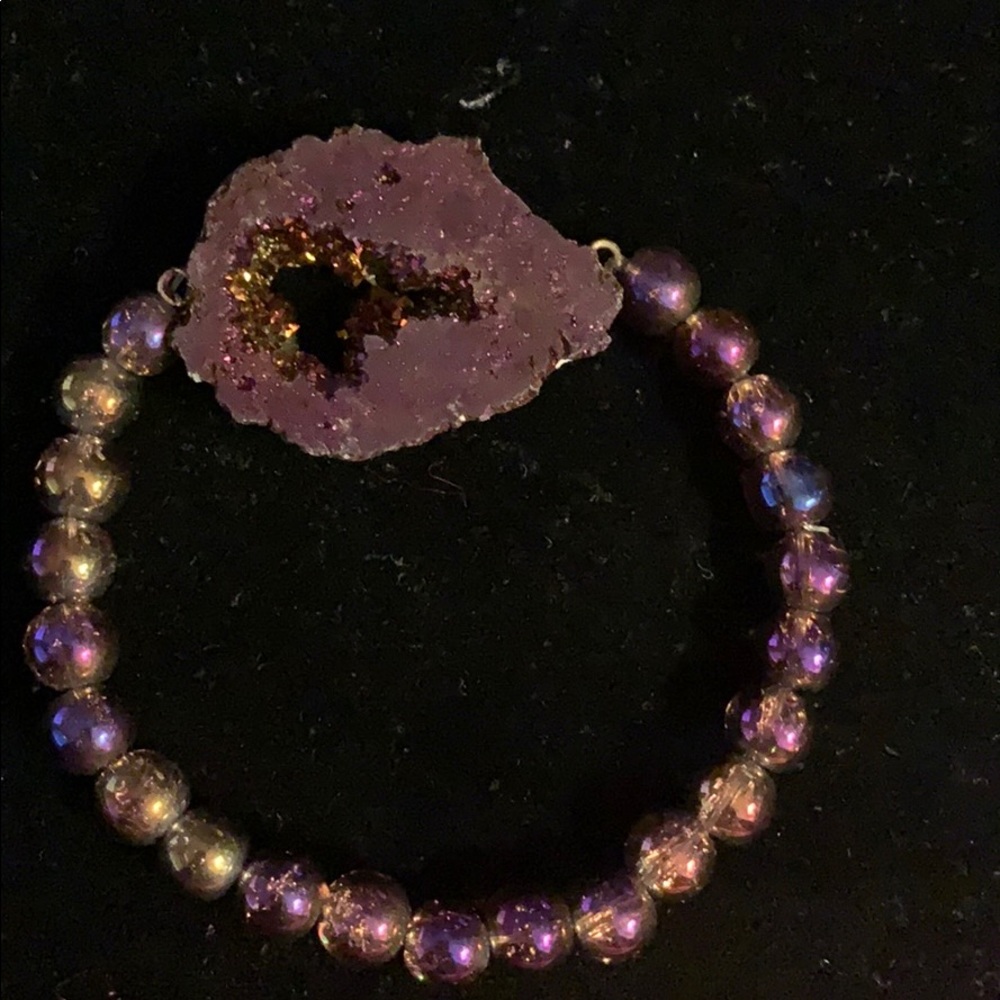 Violet/Magenta Druzy Stretch Bracelet
